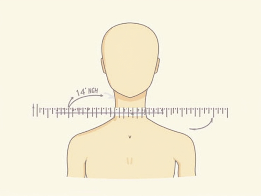 Diagram comparing 14-inch choker versus 16-inch collar necklace lengths on a neck.