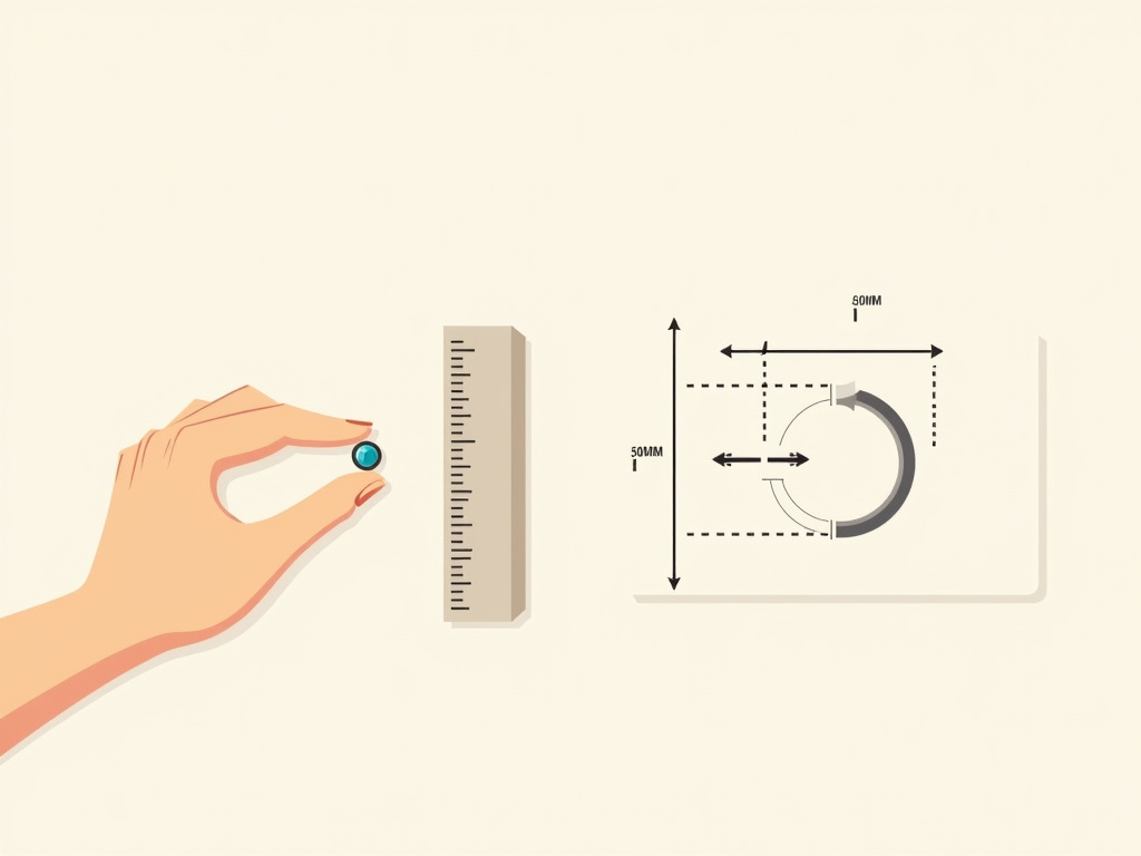 Diagram showing how to measure stud and hoop earring size with a ruler.