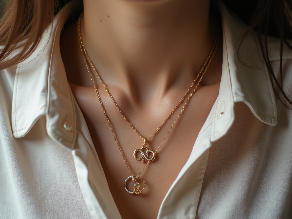 Styling guide showing how to wear an infinity necklace for love, friendship, or self-growth.