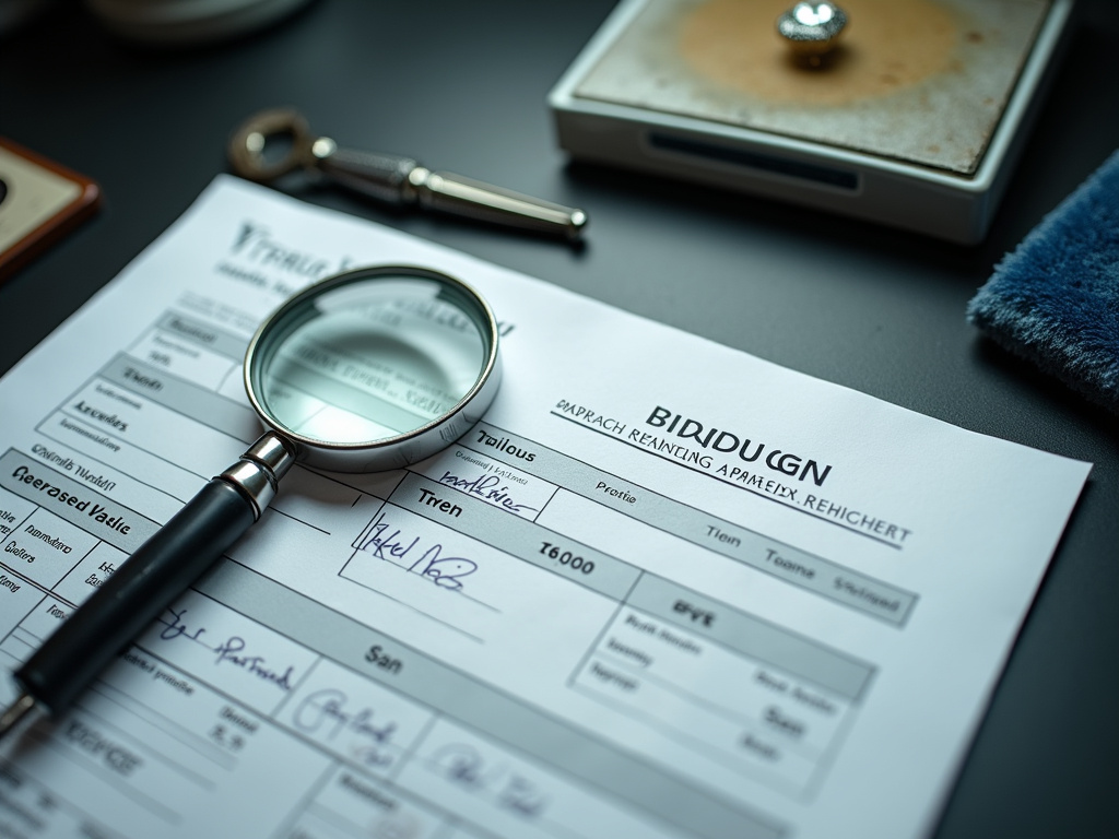 Detailed jewelry appraisal document with loupe on a professional workbench.
