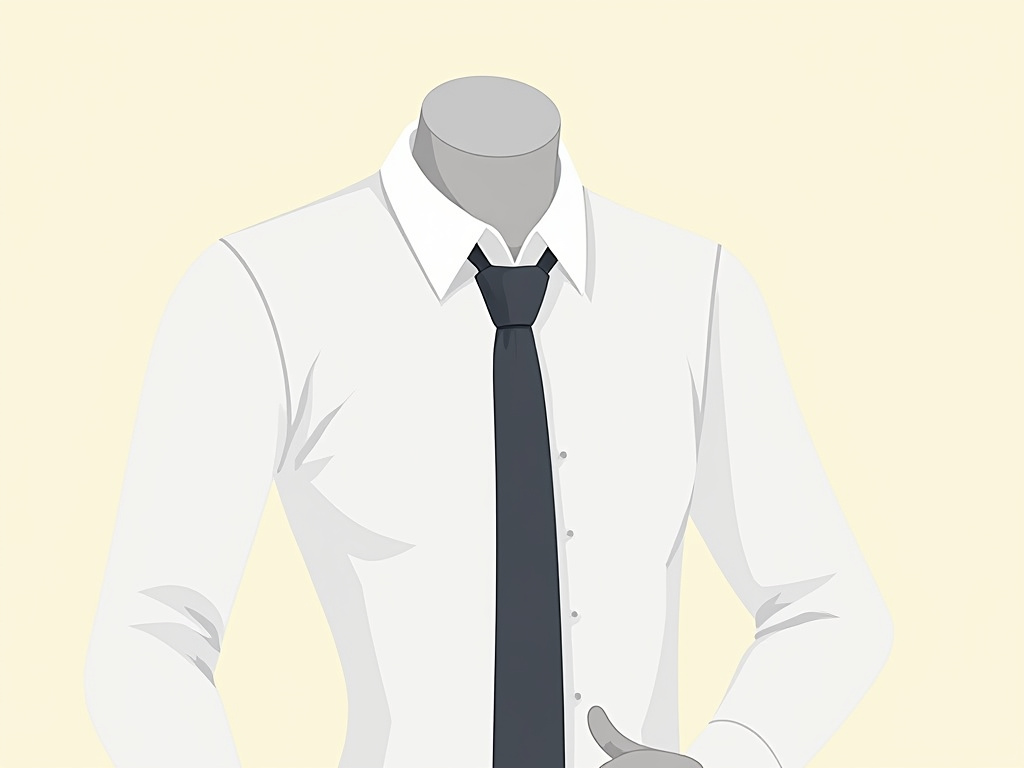 Proper placement of a tie clip on a skinny tie between shirt buttons three and four.