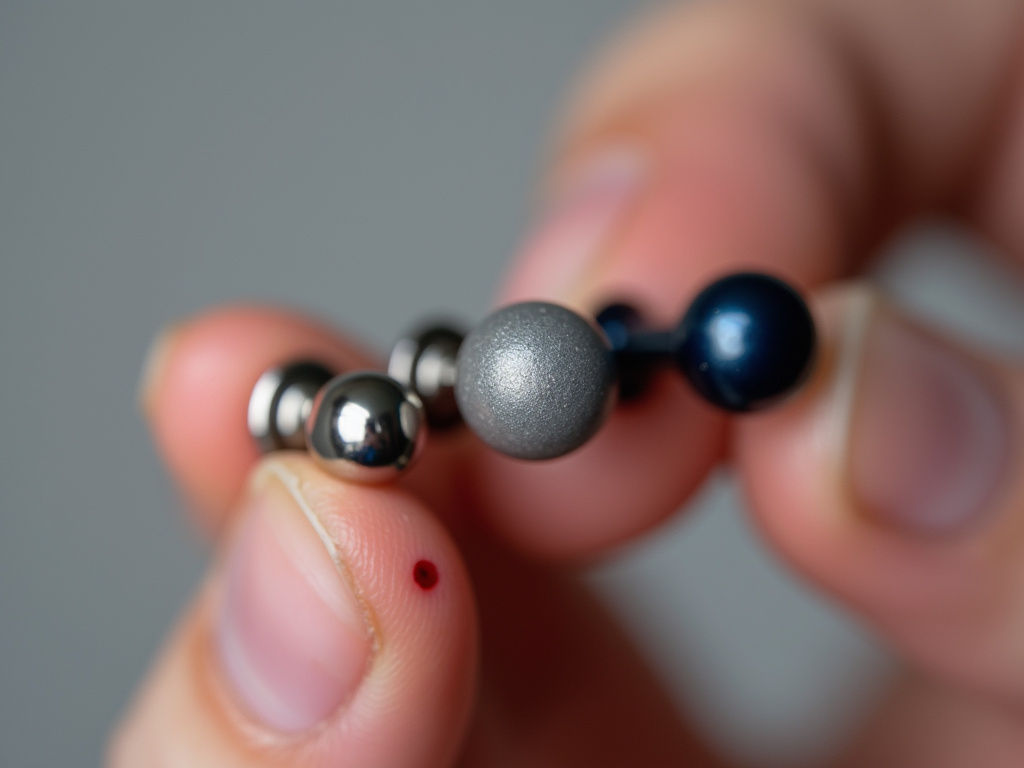 Hypoallergenic earring post materials comparison for sensitive ears: titanium, steel, niobium.