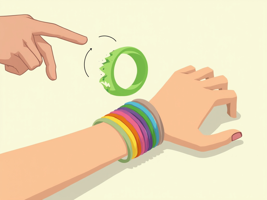 Close-up of colorful jelly bracelets snapping, illustrating the urban legend.